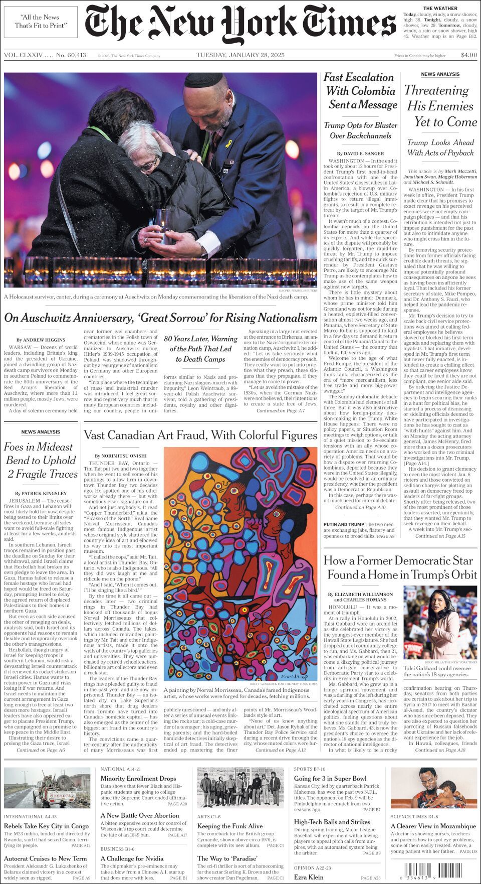 The New York Times, edición del martes 28 de enero de 2025