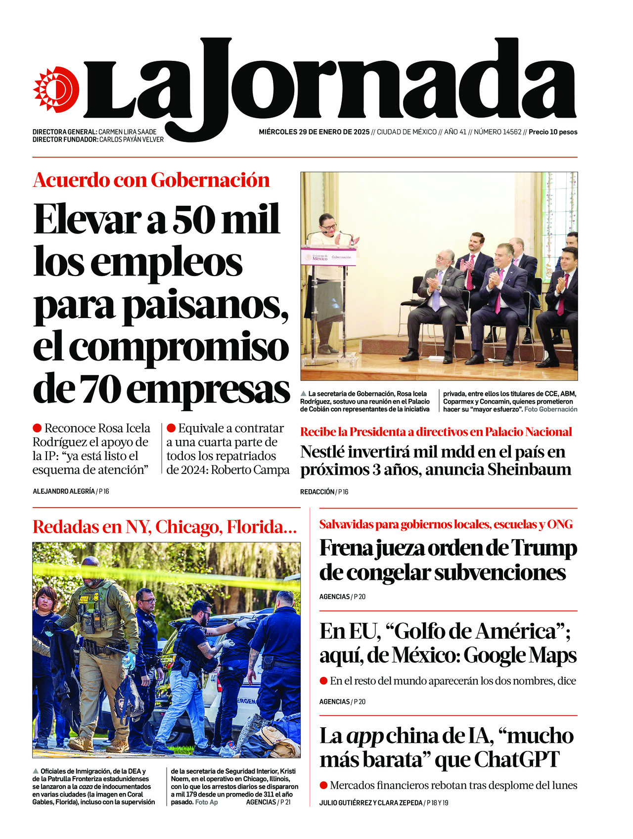 La Jornada, edición del miércoles 29 de enero de 2025