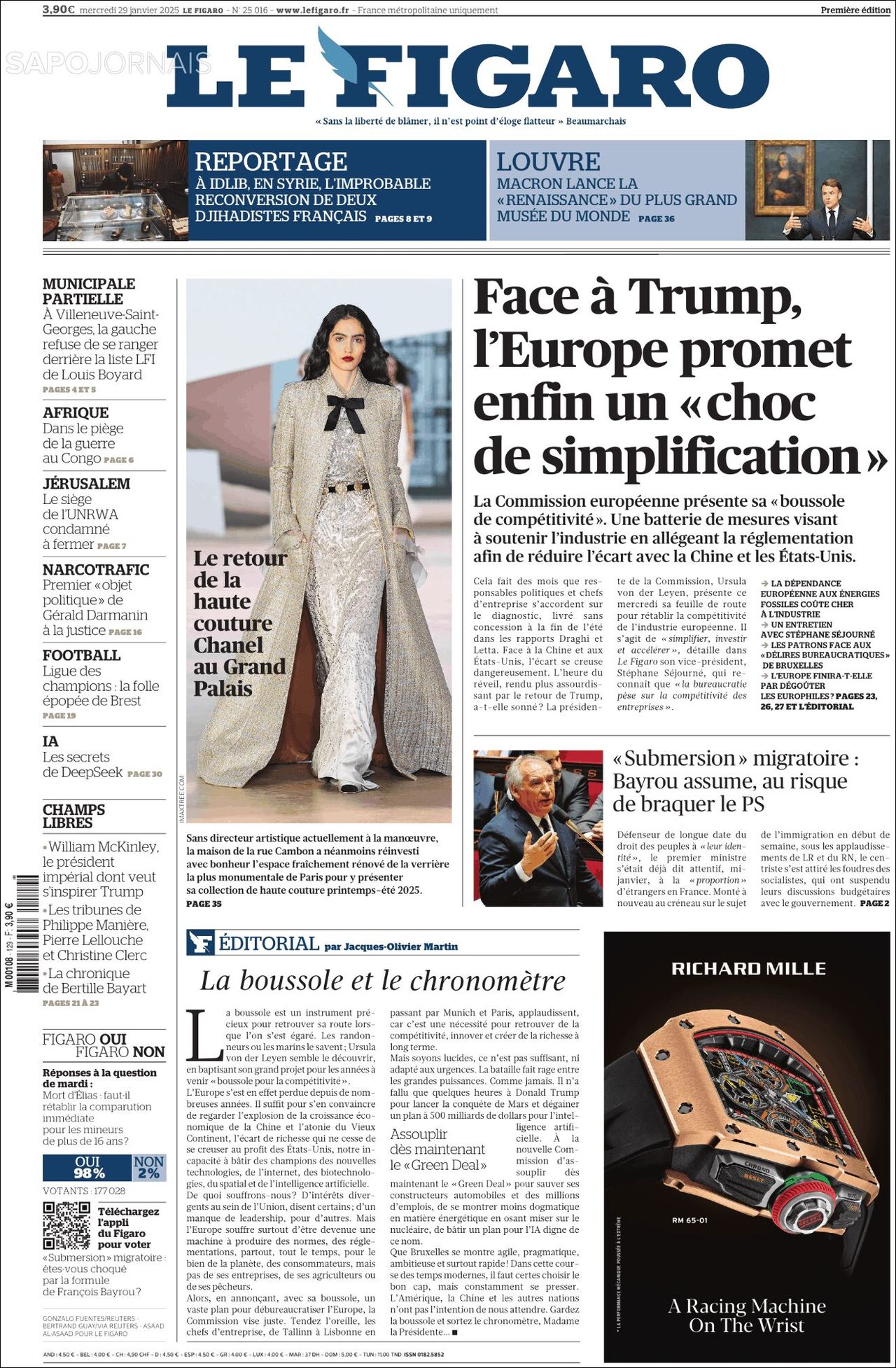 Le Figaro, edición del miércoles 29 de enero de 2025