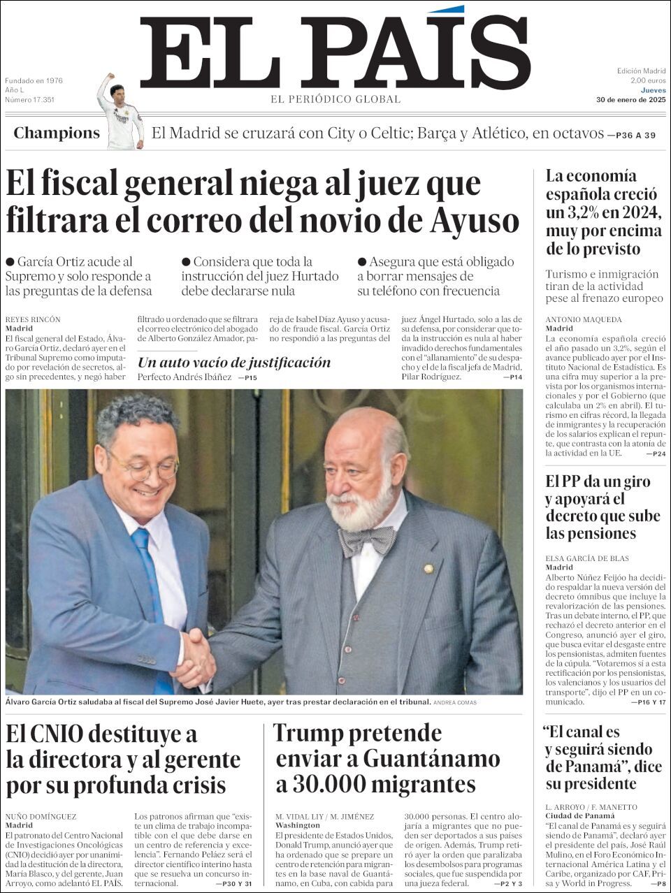 El País, edición del jueves 30 de enero de 2025