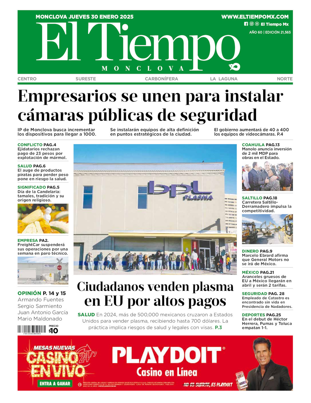 El Tiempo Monclova, edición del jueves 30 de enero de 2025