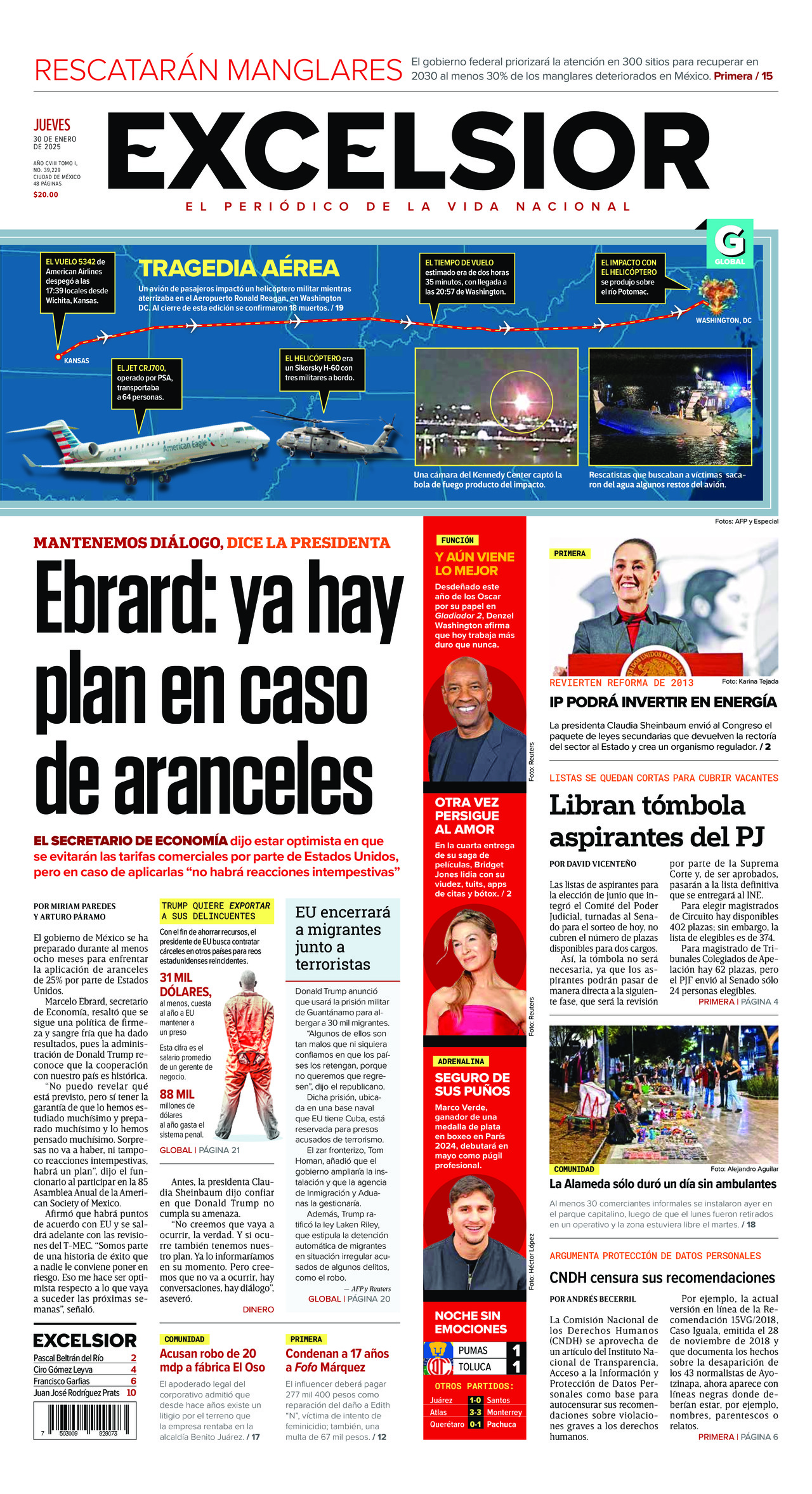 Excelsior, edición del jueves 30 de enero de 2025