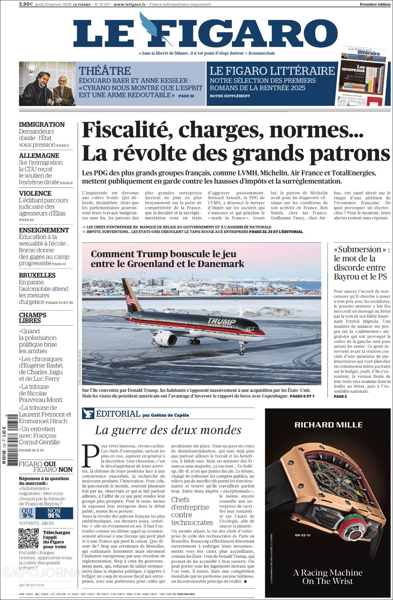 Le Figaro, edición del jueves 30 de enero de 2025