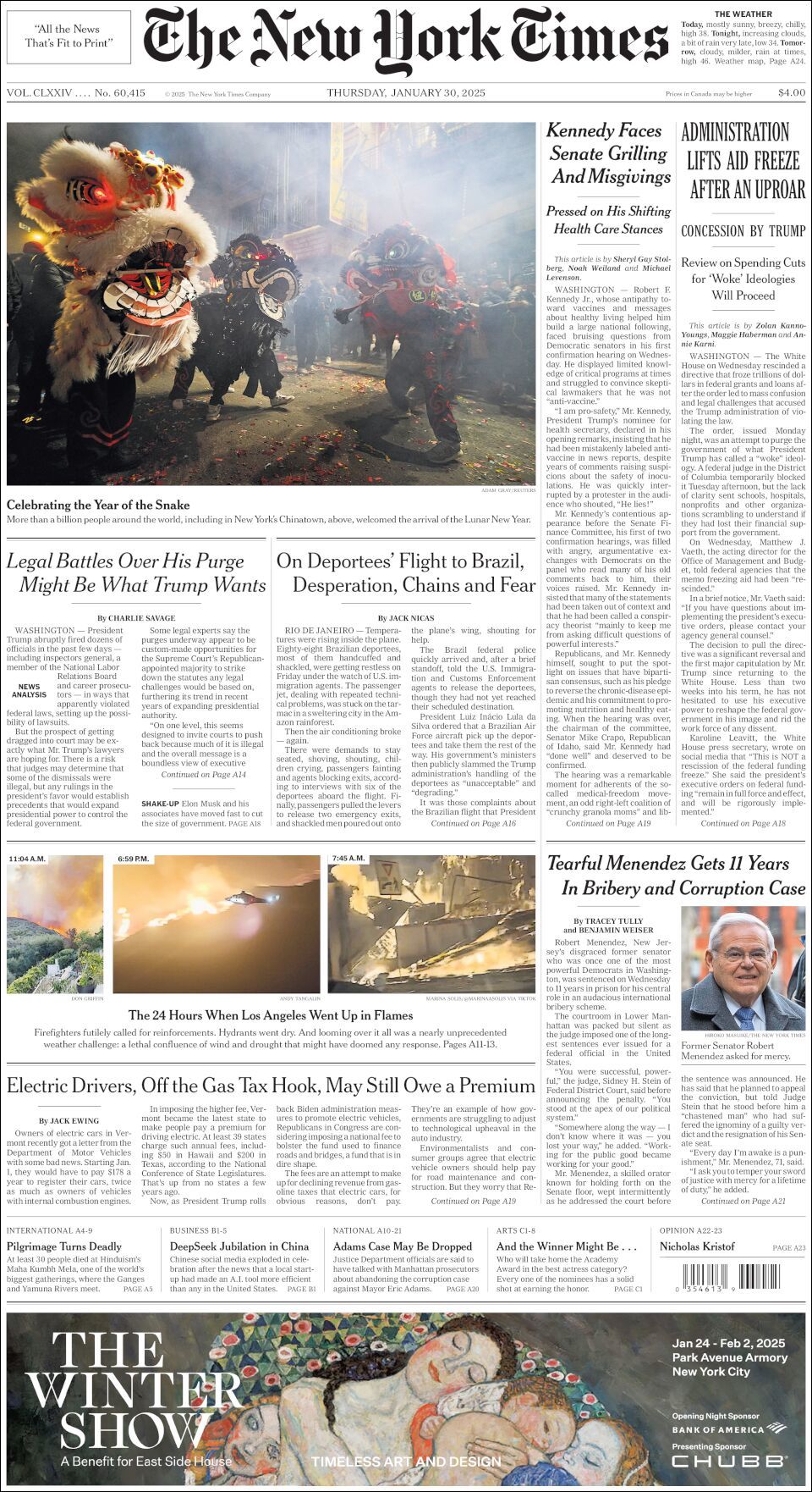 The New York Times, edición del jueves 30 de enero de 2025