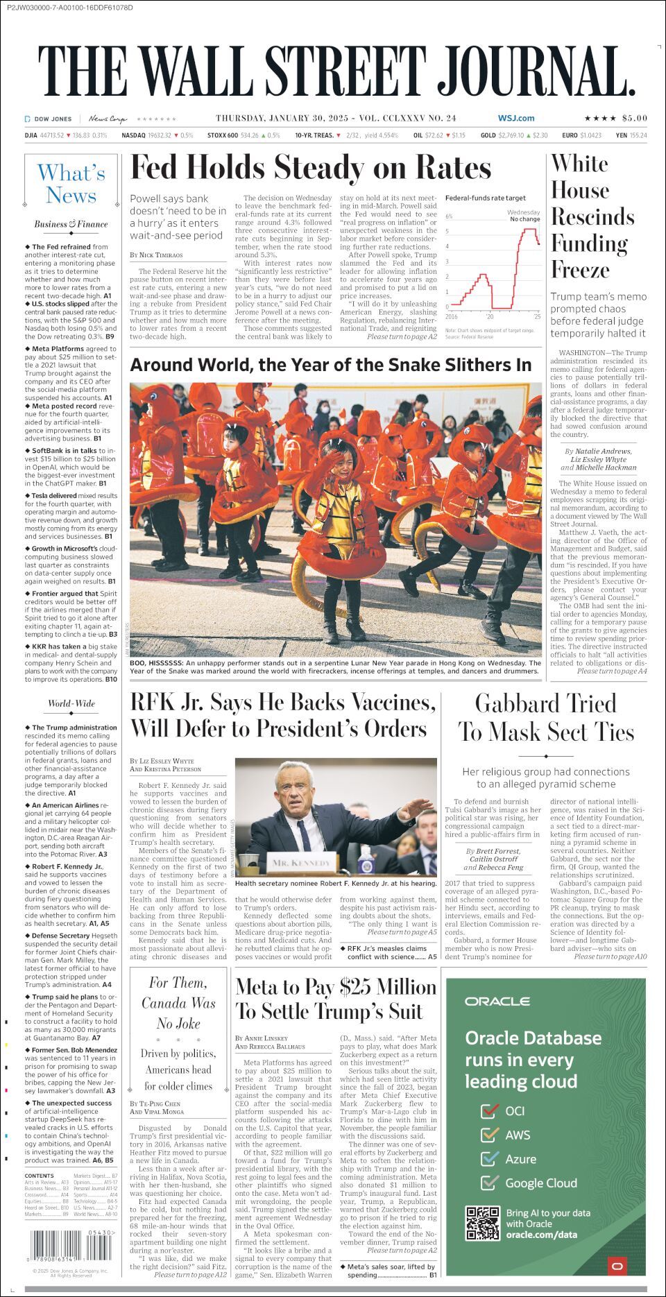 The Wall Street Journal, edición del jueves 30 de enero de 2025