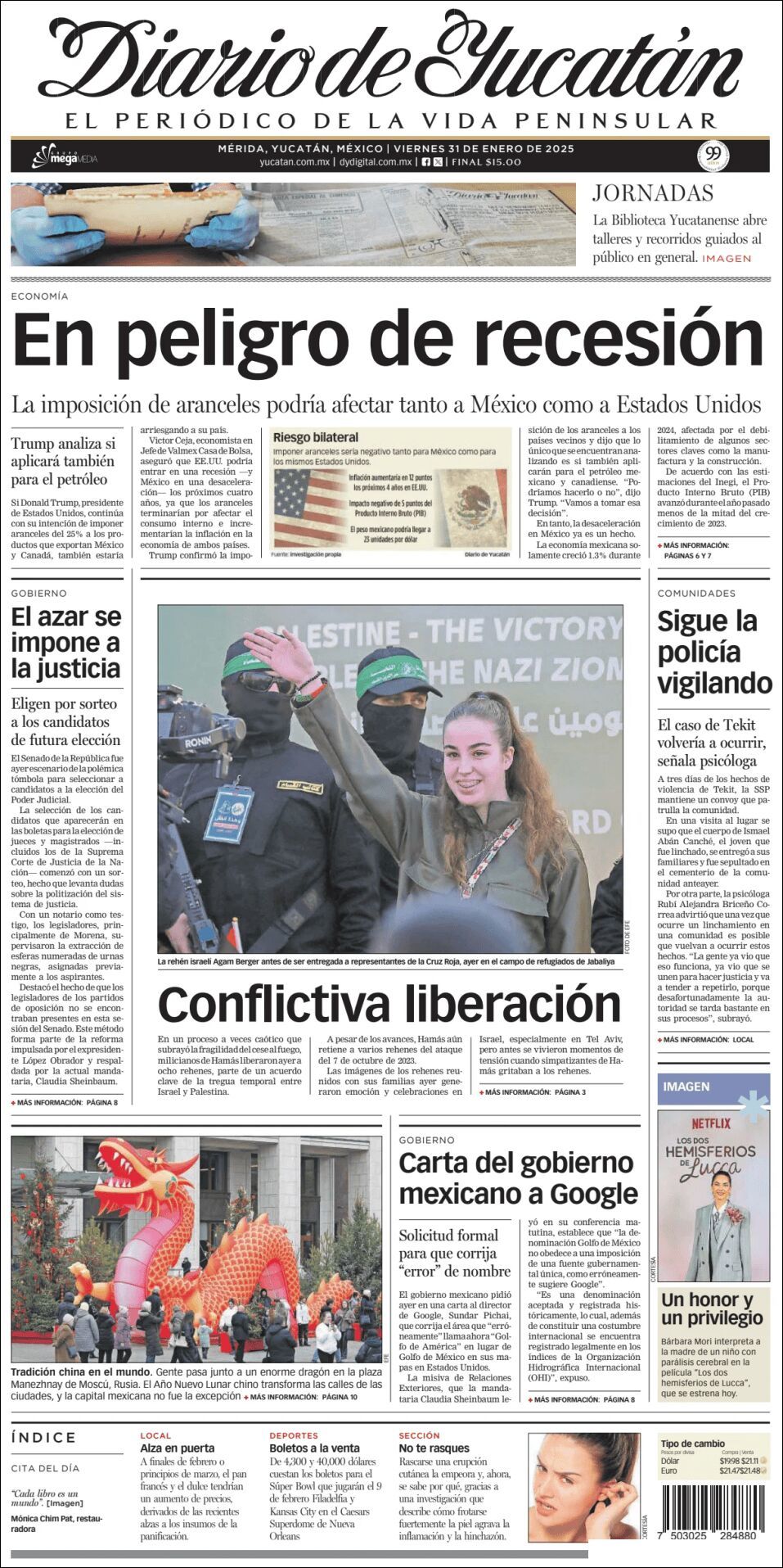 El Diario de Yucatán, edición del viernes 31 de enero de 2025