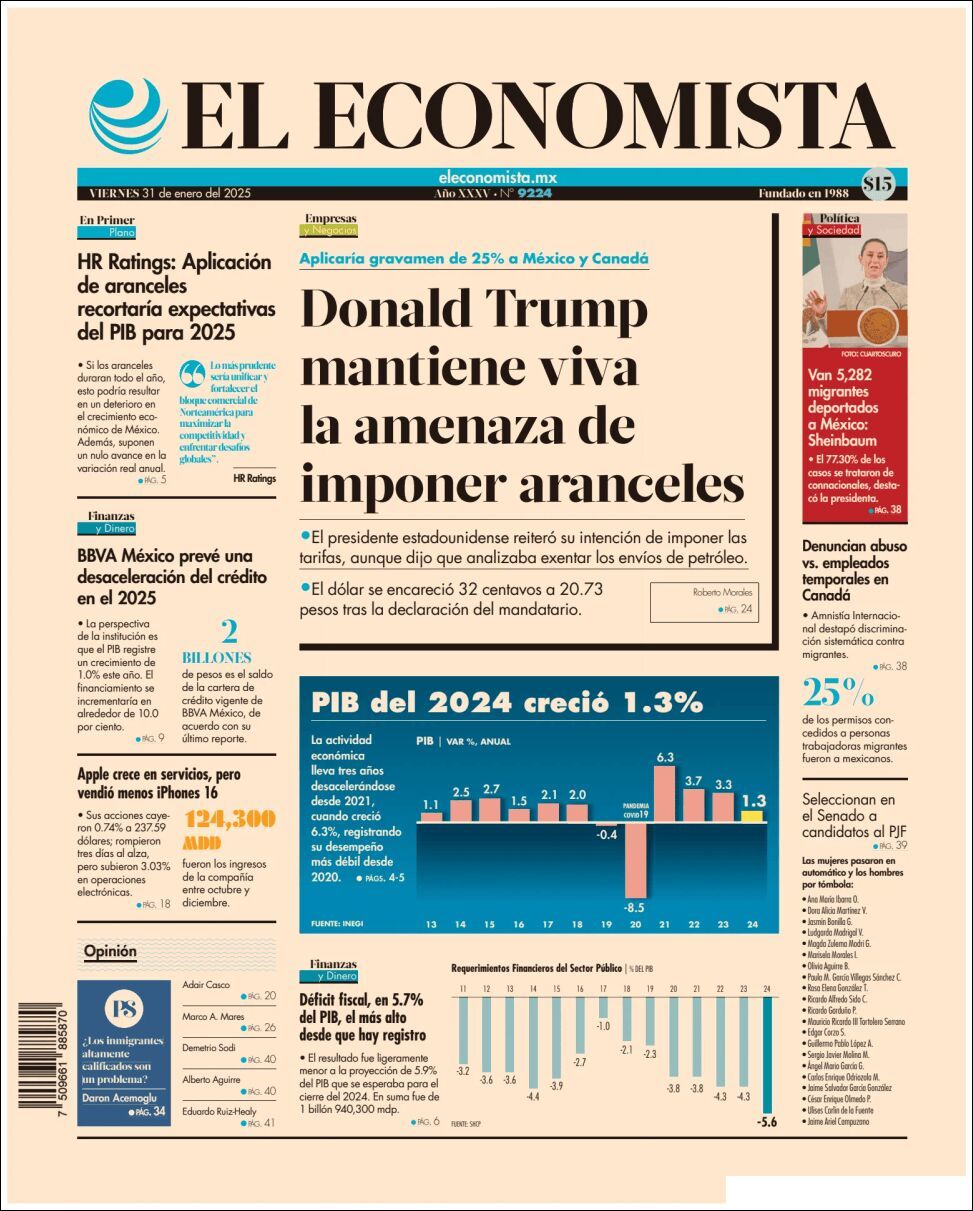 El Economista, edición del viernes 31 de enero de 2025