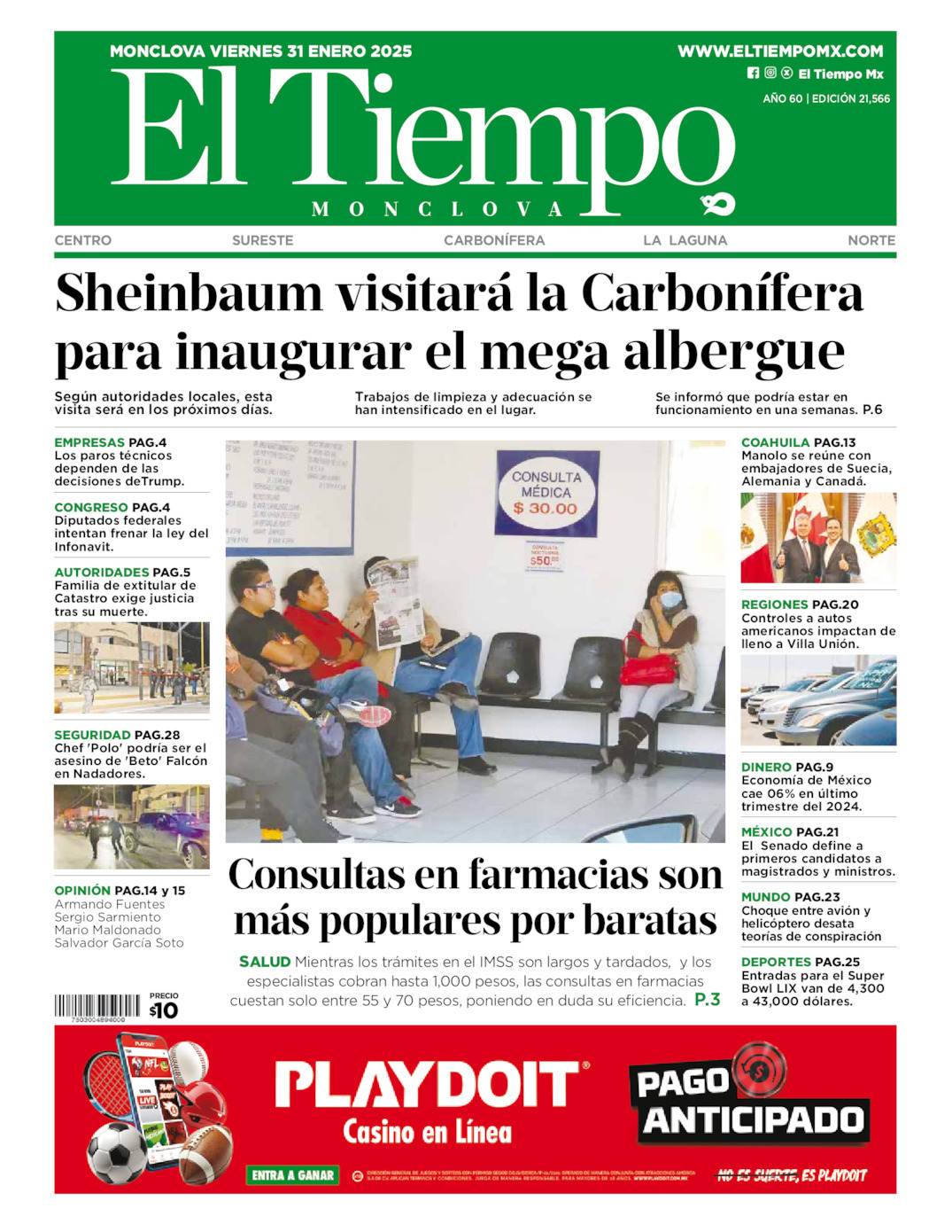 El Tiempo Monclova, edición del viernes 31 de enero de 2025