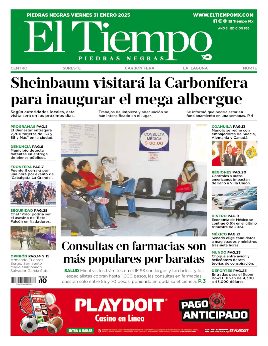 El Tiempo Piedras Negras, edición del viernes 31 de enero de 2025