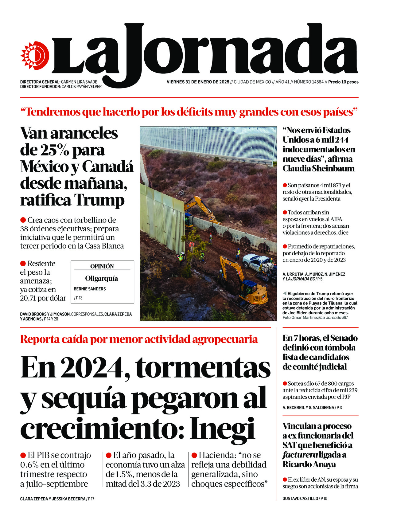 La Jornada, edición del viernes 31 de enero de 2025