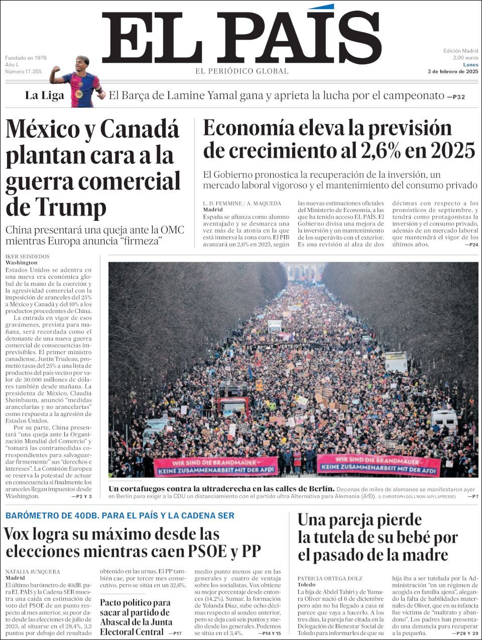 El País, edición del lunes 03 de febrero de 2025