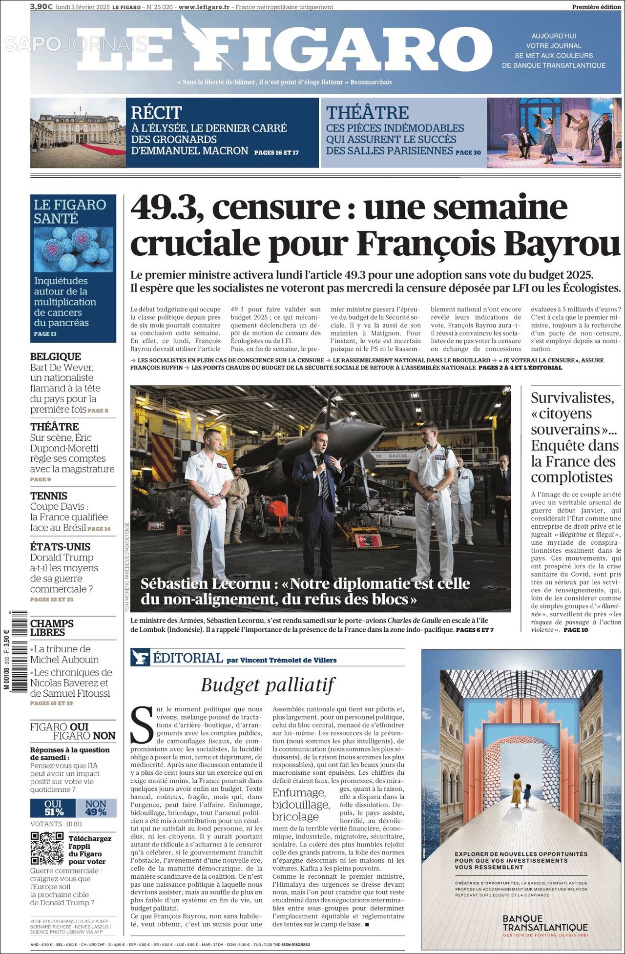 Le Figaro, edición del lunes 03 de febrero de 2025