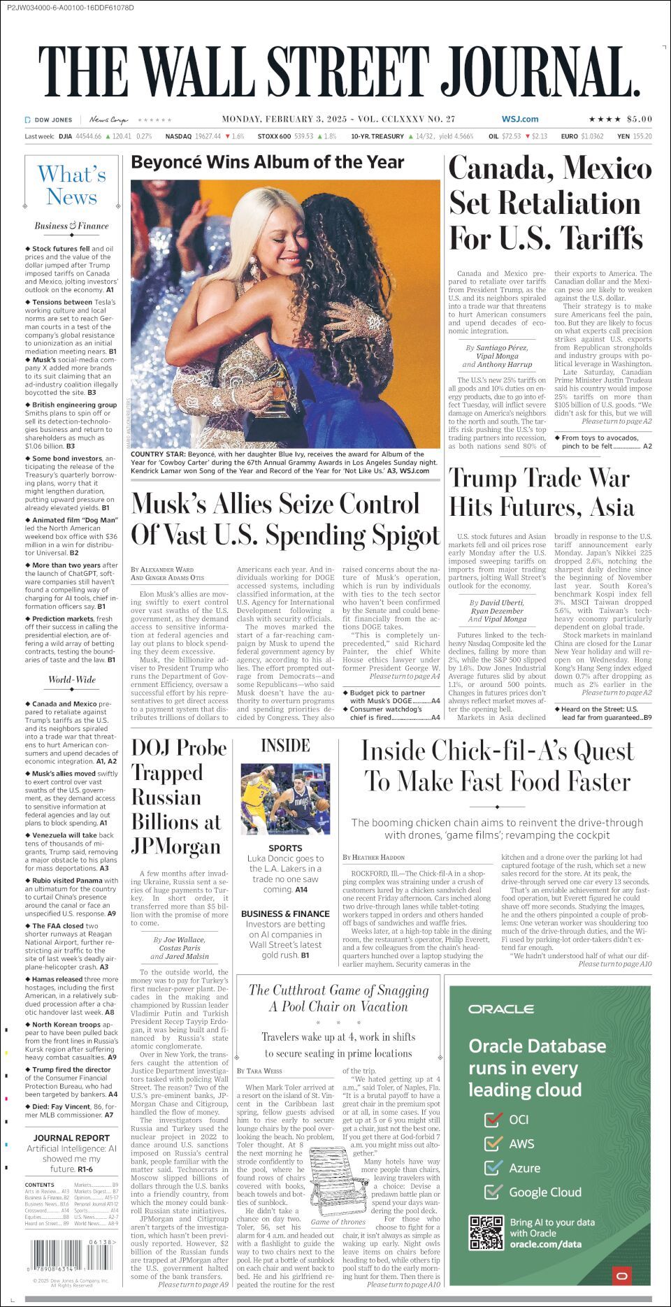 The Wall Street Journal, edición del lunes 03 de febrero de 2025