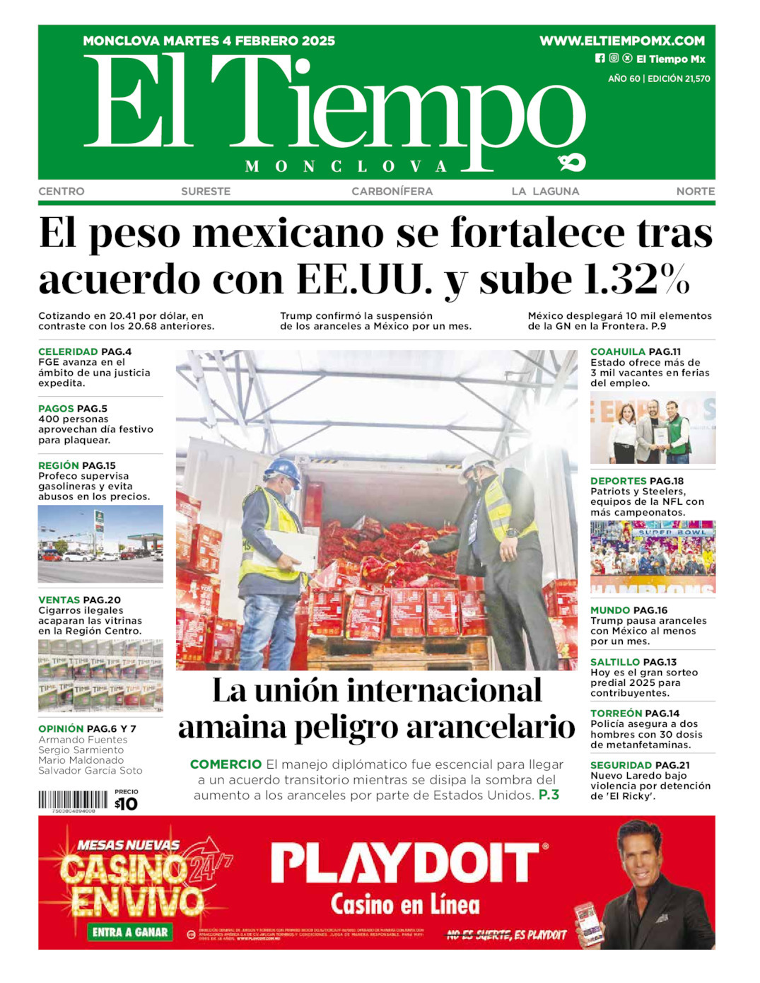 El Tiempo Monclova, edición del martes 04 de febrero de 2025