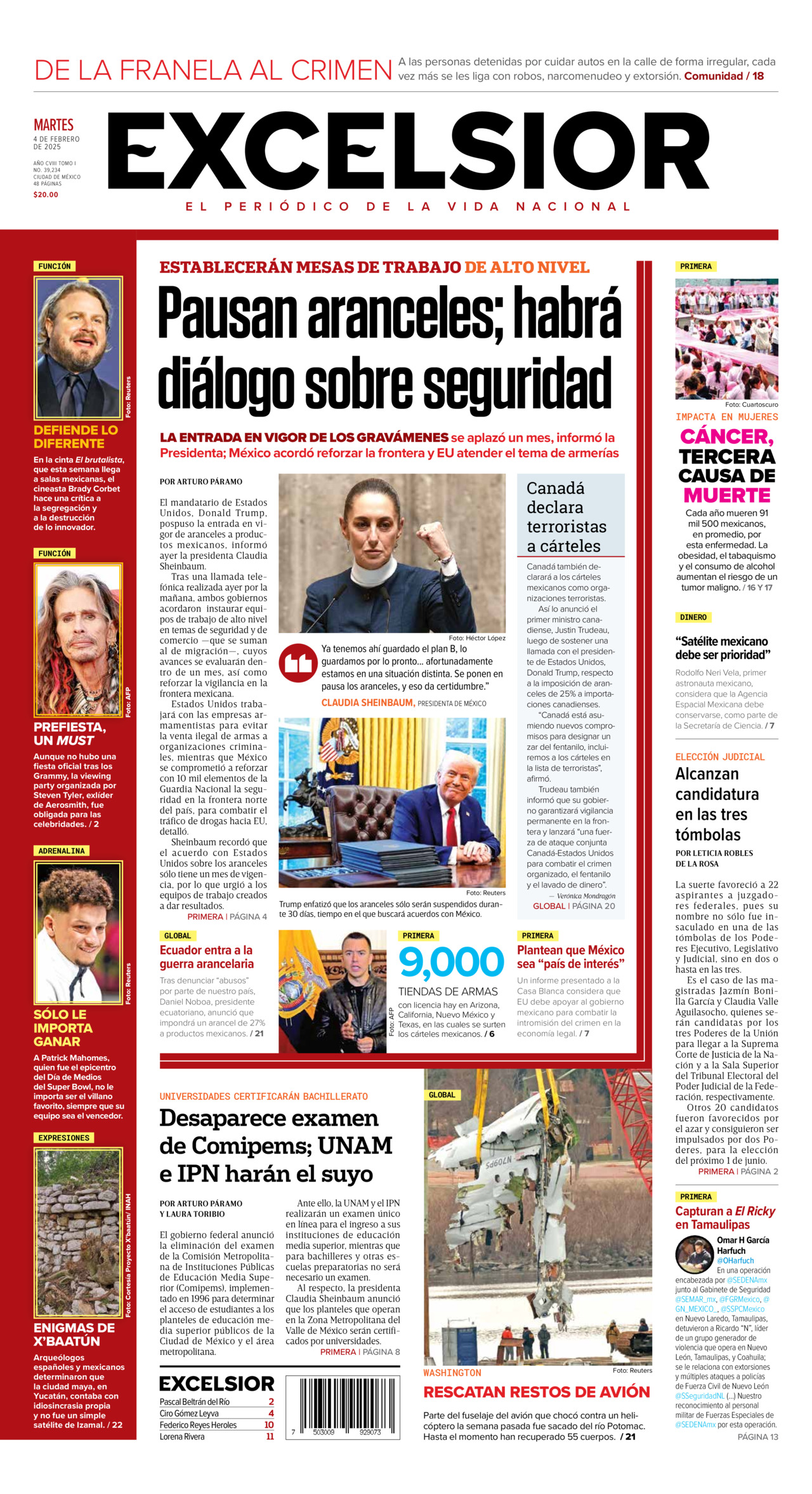 Excelsior, edición del martes 04 de febrero de 2025