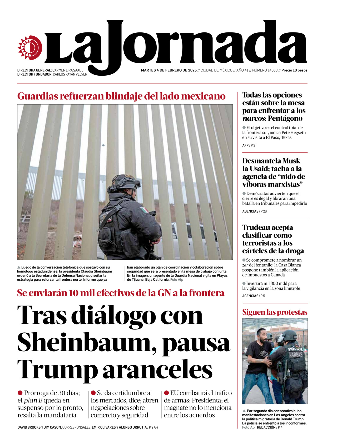 La Jornada, edición del martes 04 de febrero de 2025