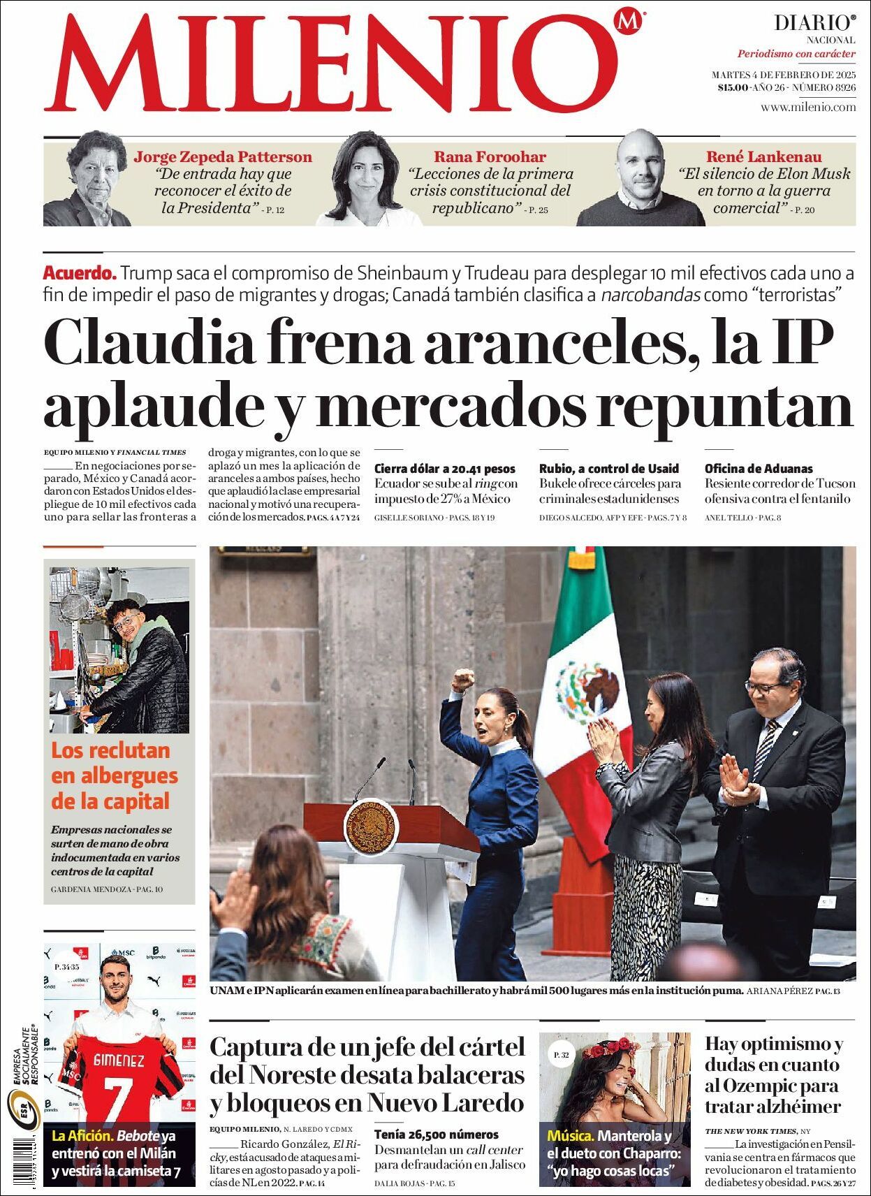 Milenio, edición del martes 04 de febrero de 2025