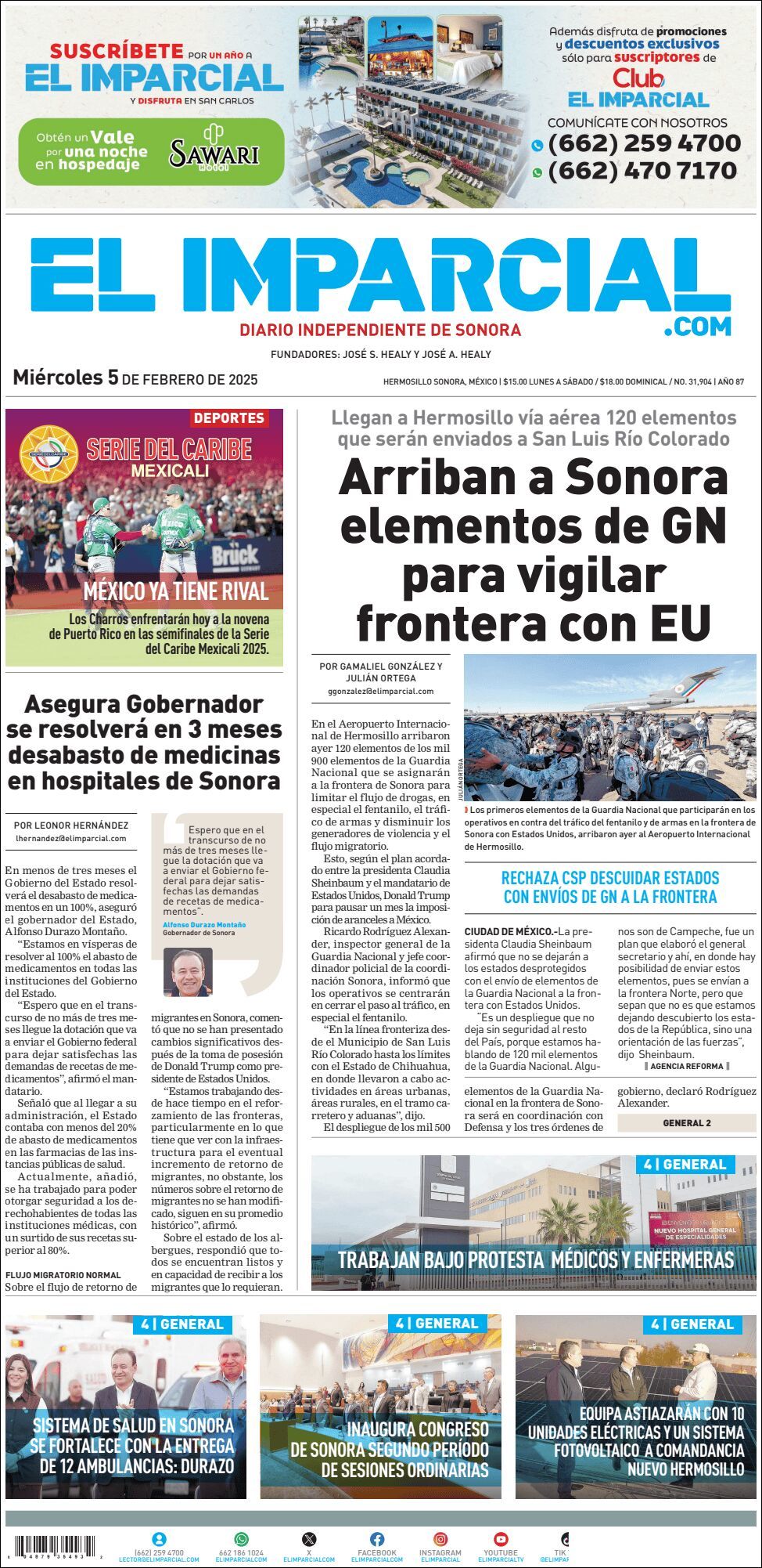 El Imparcial, edición del miércoles 05 de febrero de 2025