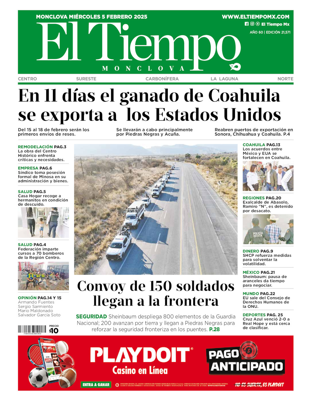 El Tiempo Monclova, edición del miércoles 05 de febrero de 2025