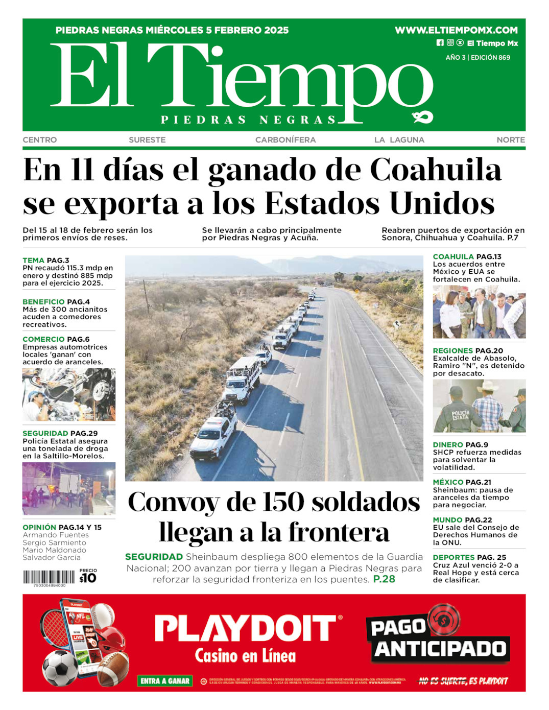 El Tiempo Piedras Negras, edición del miércoles 05 de febrero de 2025