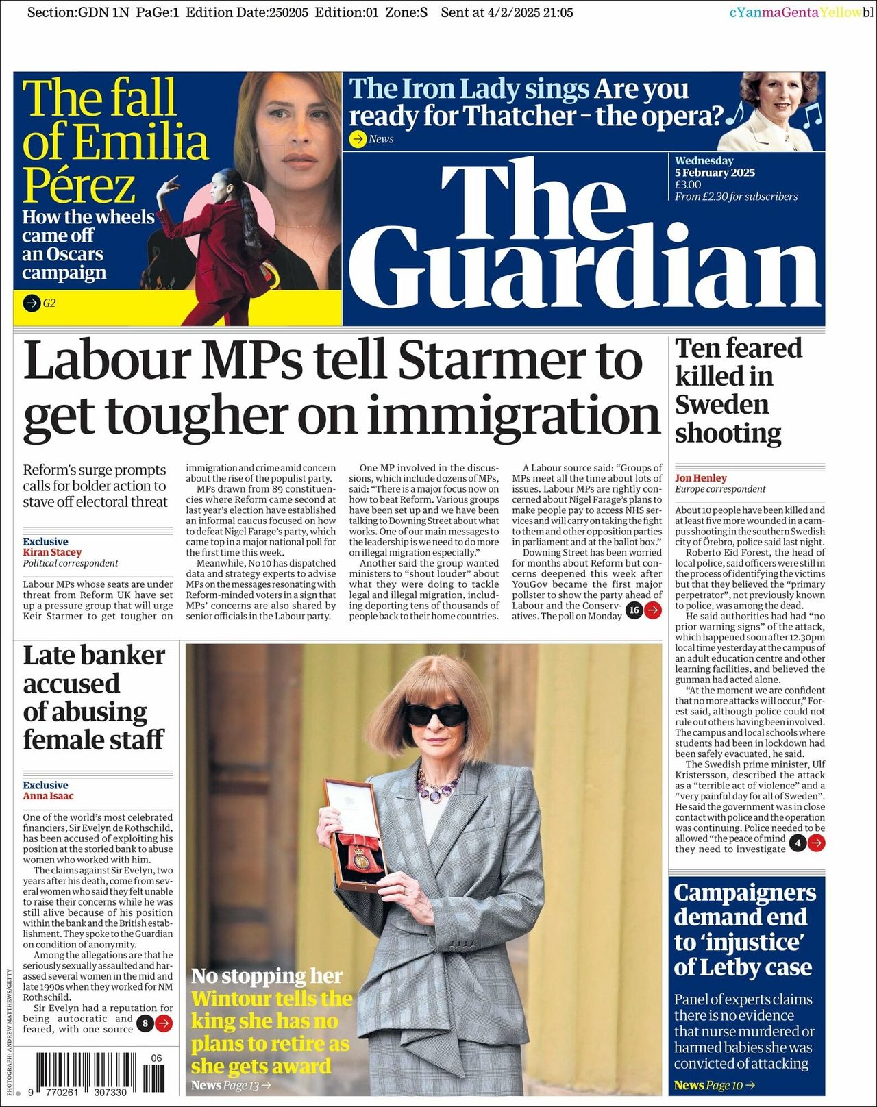 The Guardian, edición del miércoles 05 de febrero de 2025