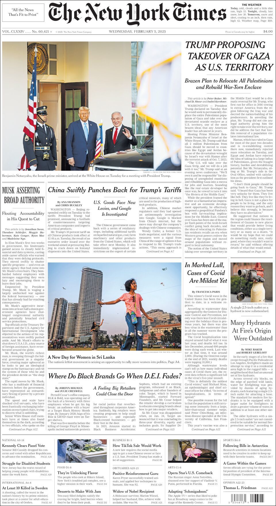 The New York Times, edición del miércoles 05 de febrero de 2025