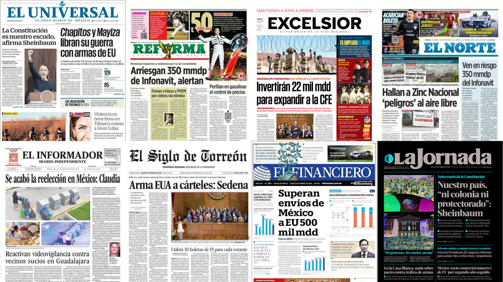 Portadas de periódicos impresos más importantes de México hoy