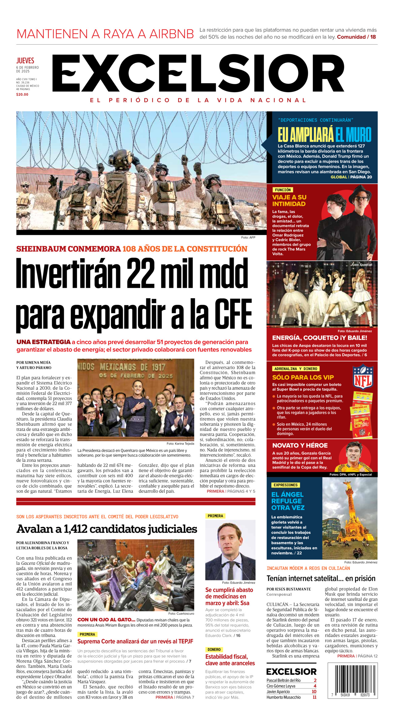 Excelsior, edición del jueves 06 de febrero de 2025