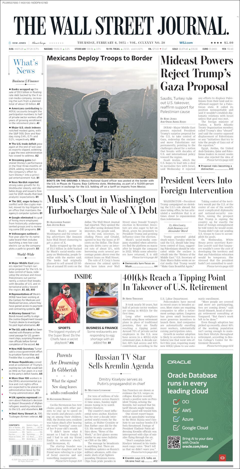 The Wall Street Journal, edición del jueves 06 de febrero de 2025