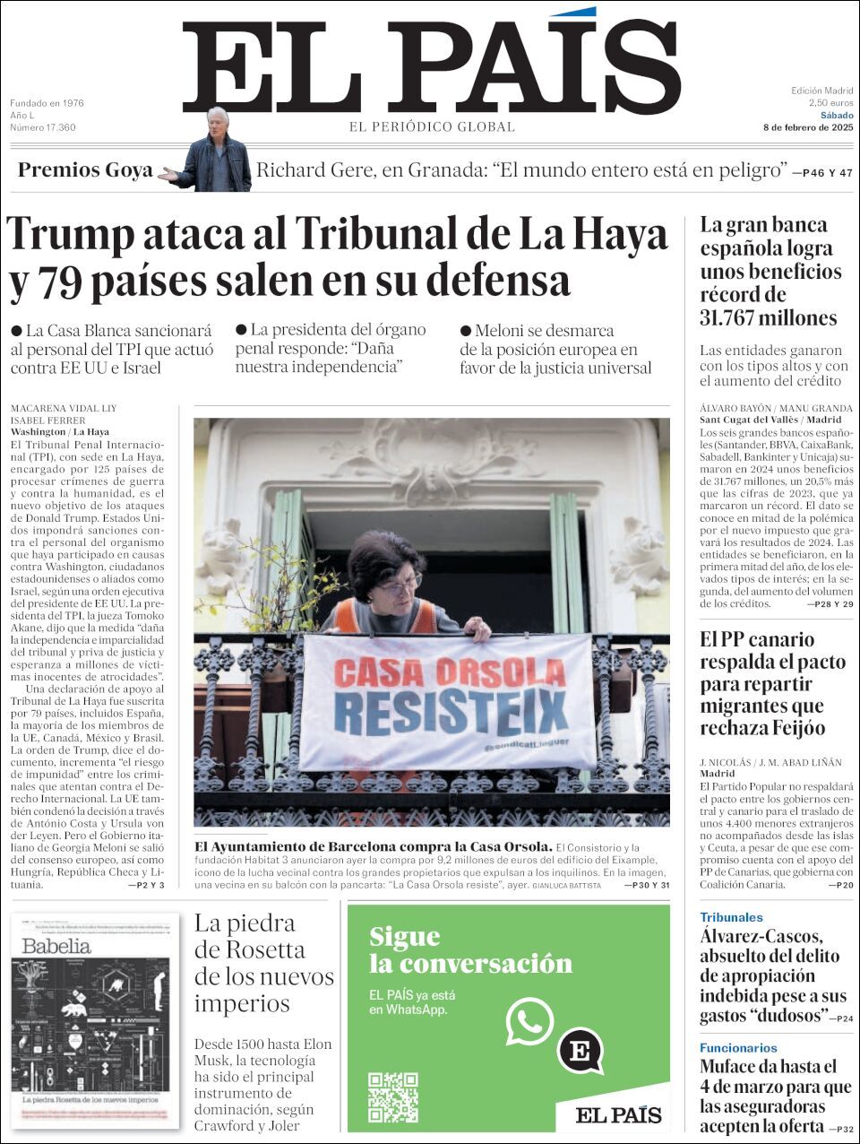 El País, edición del sábado 08 de febrero de 2025