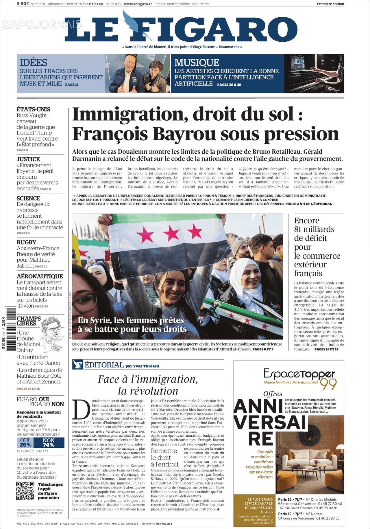 Le Figaro, edición del sábado 08 de febrero de 2025