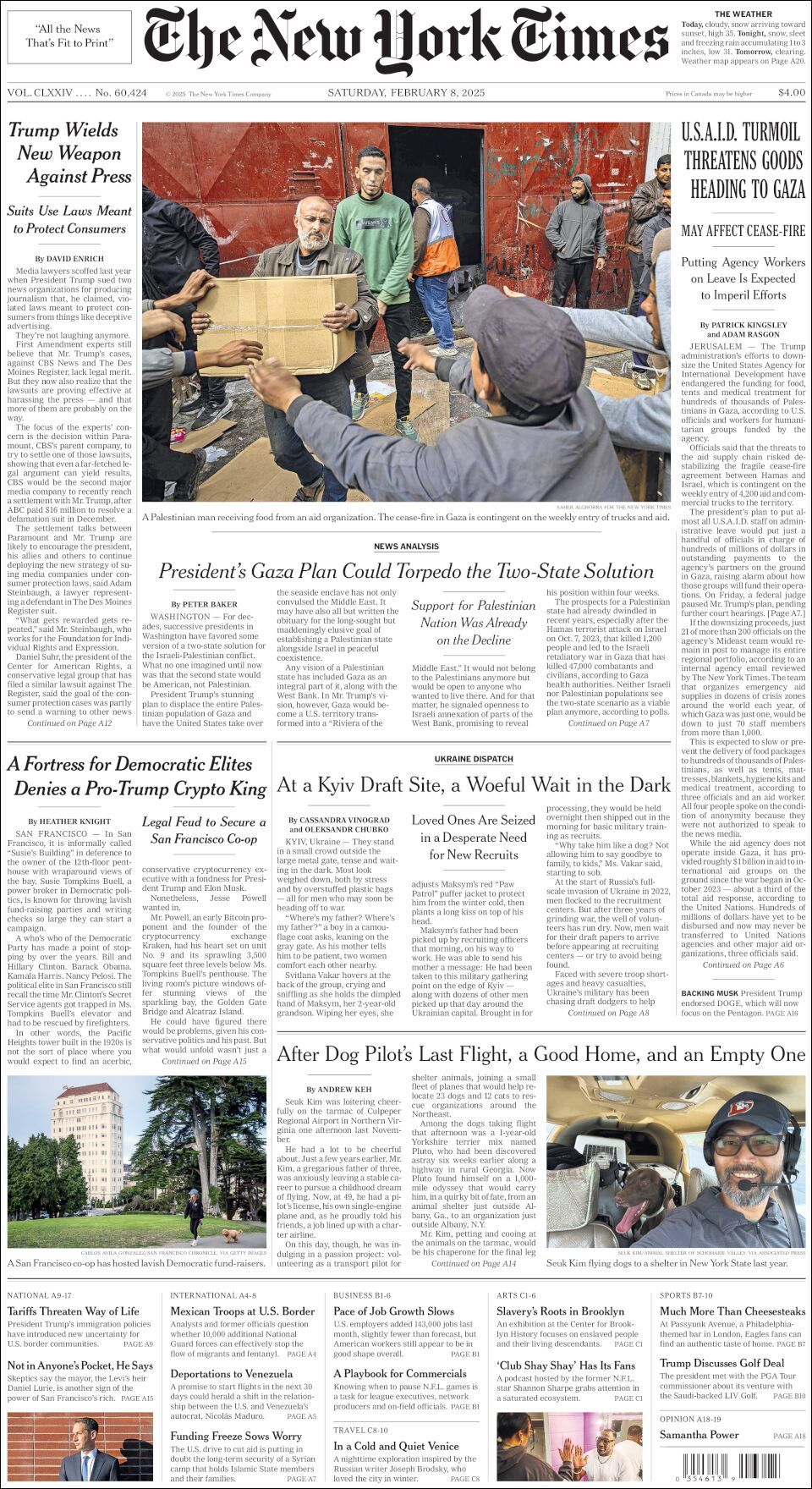 The New York Times, edición del sábado 08 de febrero de 2025