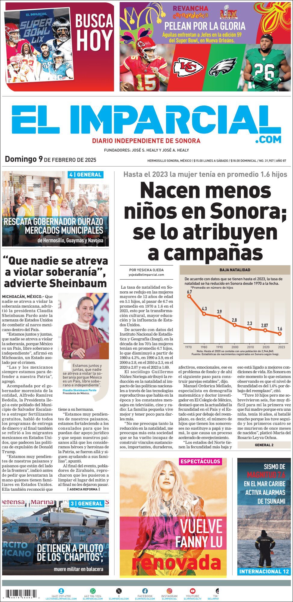 El Imparcial, edición del domingo 09 de febrero de 2025