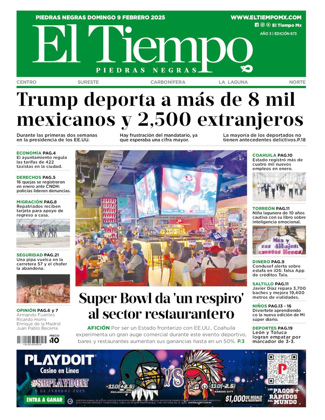 El Tiempo Piedras Negras, edición del domingo 09 de febrero de 2025