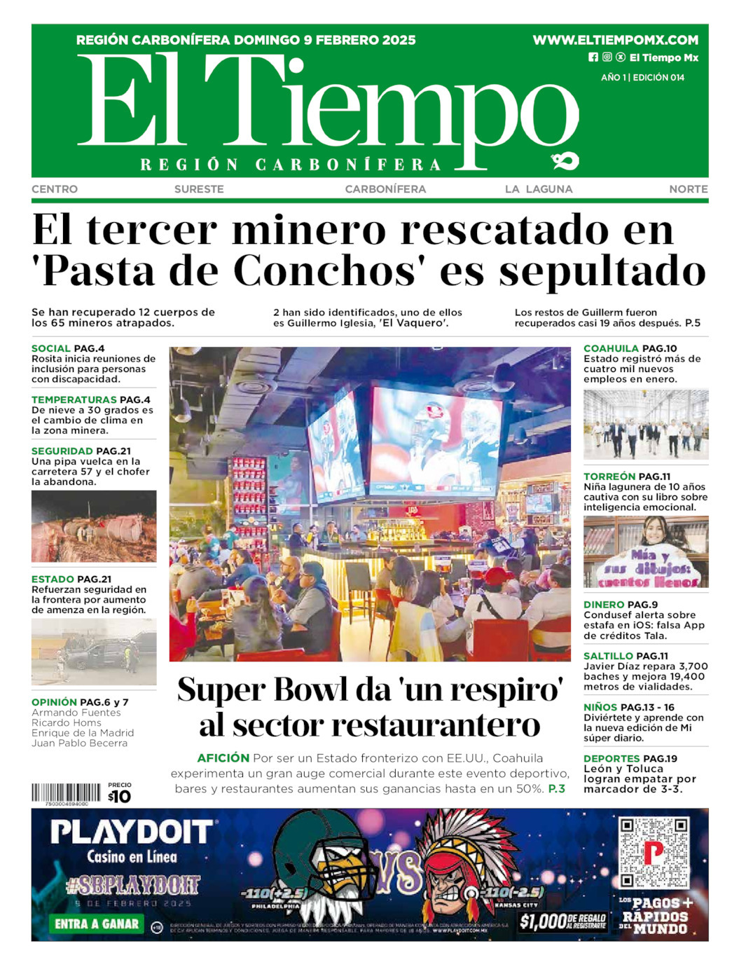 El Tiempo Región Carbonífera, edición del domingo 09 de febrero de 2025