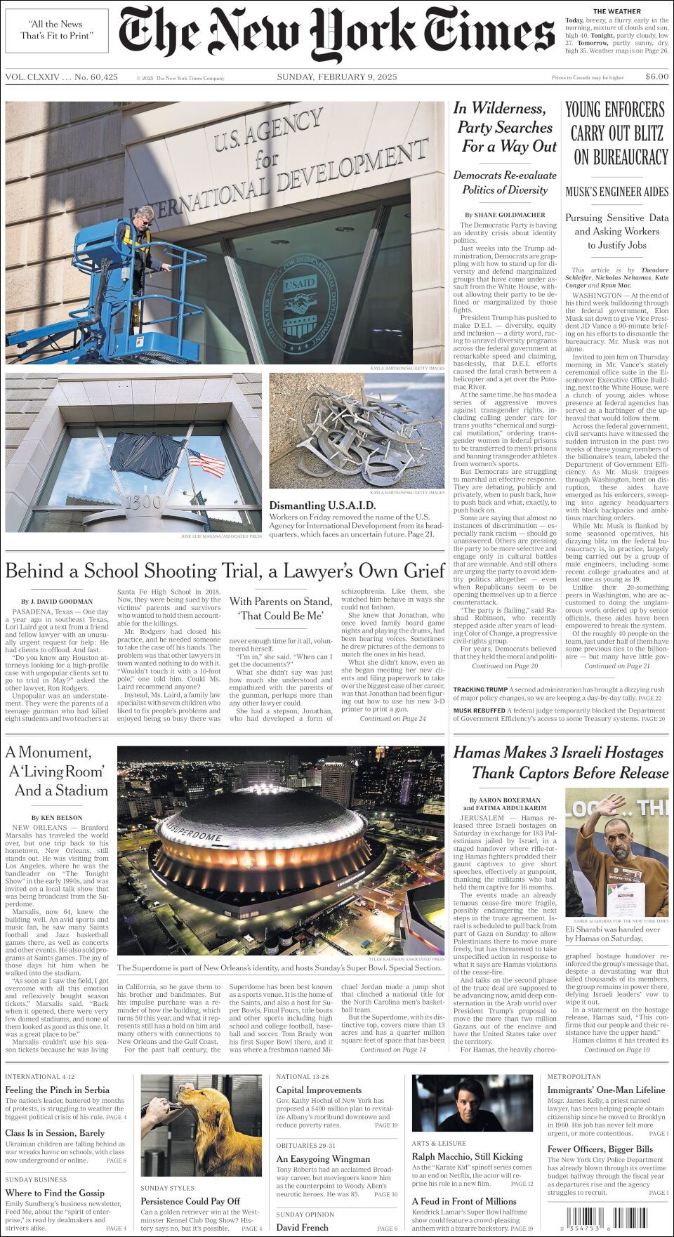 The New York Times, edición del domingo 09 de febrero de 2025