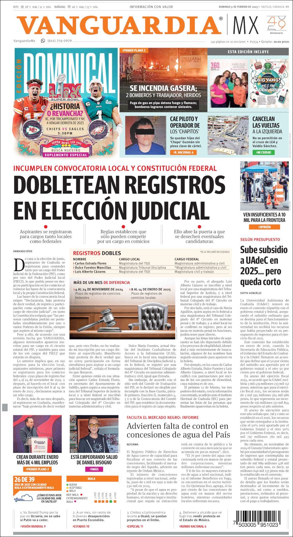 Vanguardia, edición del domingo 09 de febrero de 2025