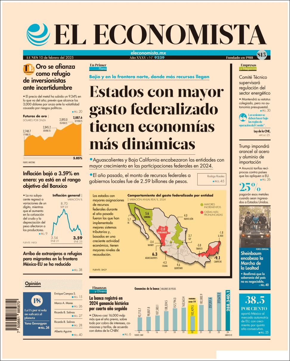 El Economista, edición del lunes 10 de febrero de 2025