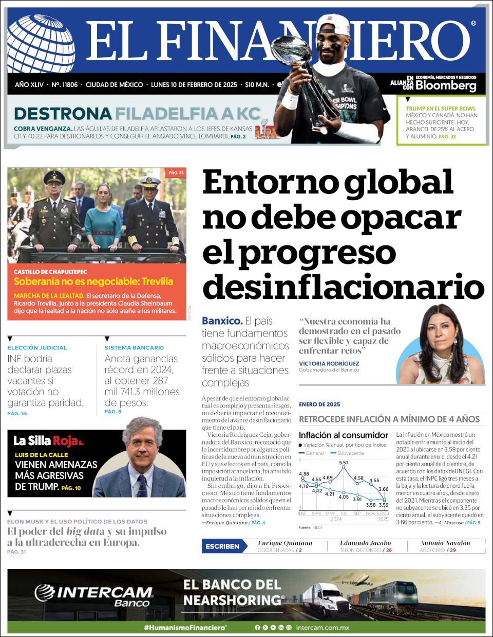 El Financiero, edición del lunes 10 de febrero de 2025