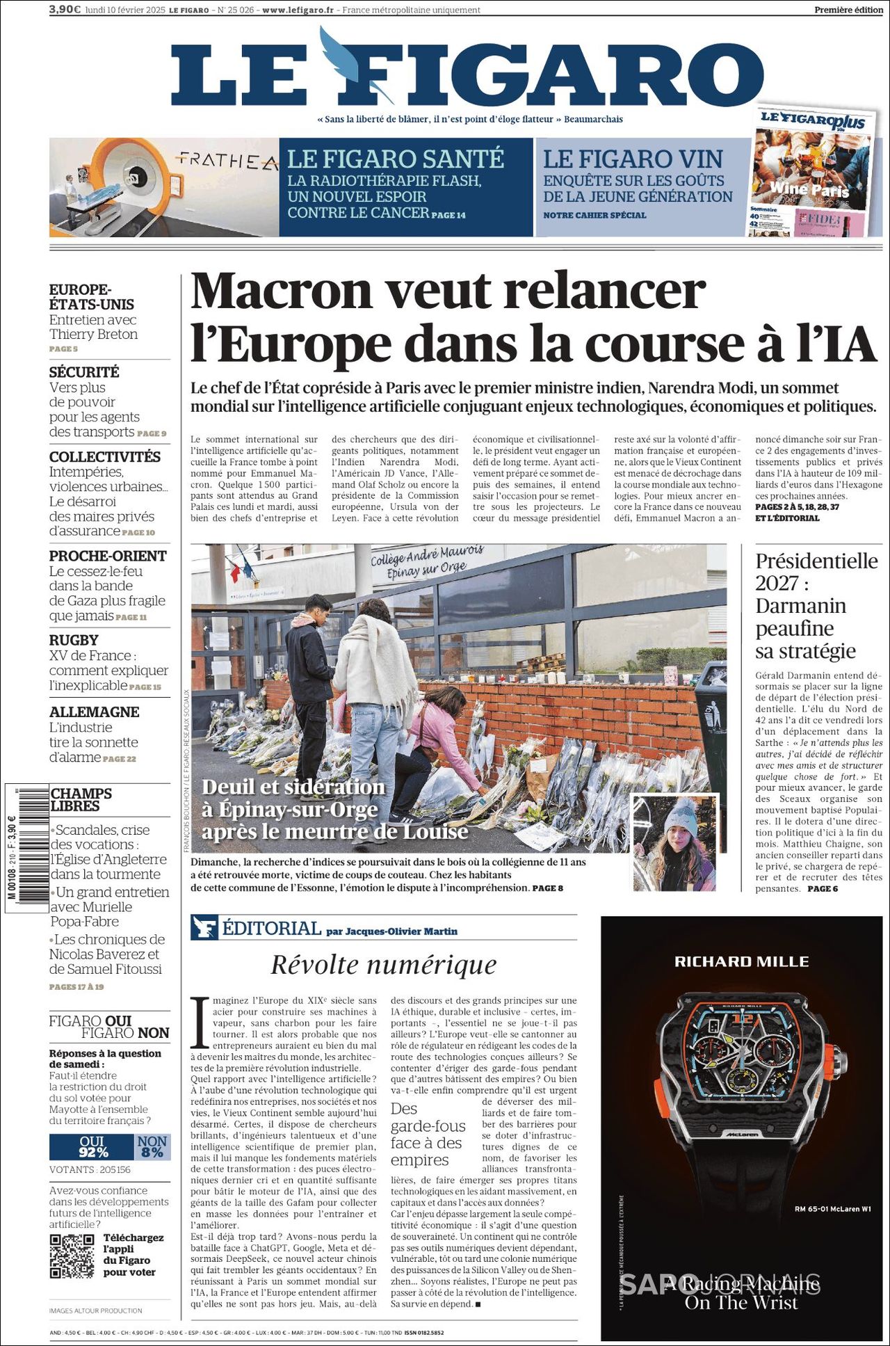 Le Figaro, edición del lunes 10 de febrero de 2025