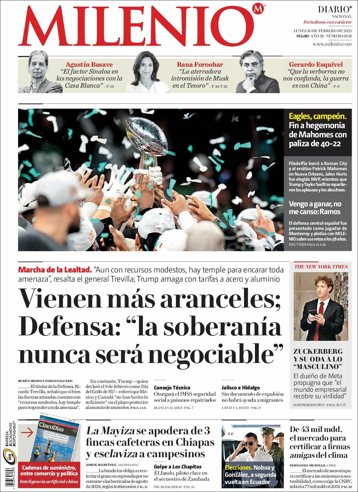 Milenio, edición del lunes 10 de febrero de 2025