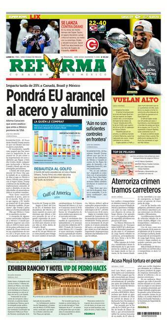 Reforma, edición del lunes 10 de febrero de 2025