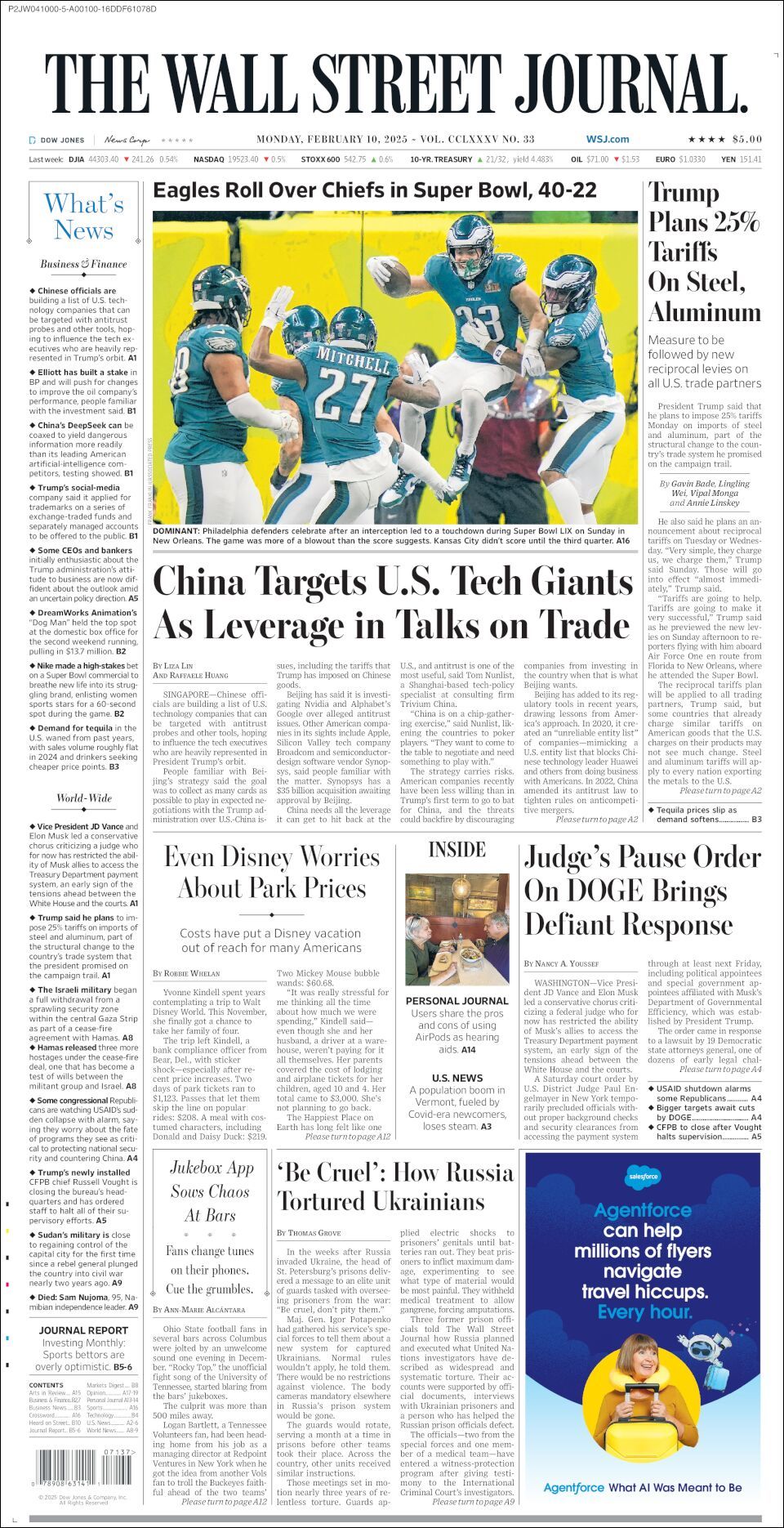 The Wall Street Journal, edición del lunes 10 de febrero de 2025