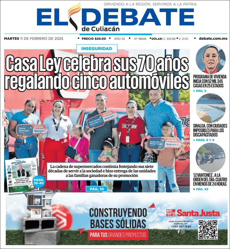 El Debate Culiacán, edición del martes 11 de febrero de 2025