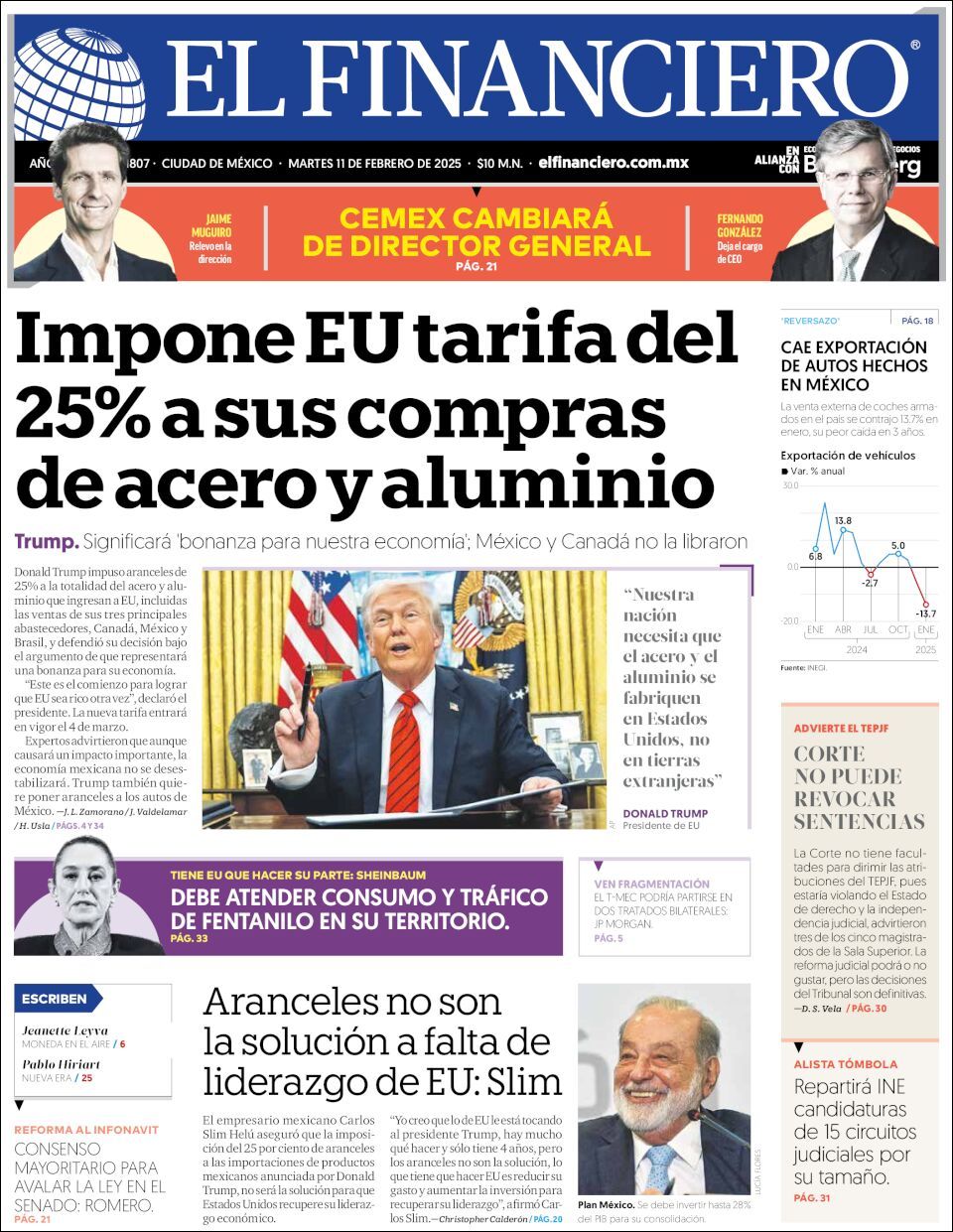 El Financiero, edición del martes 11 de febrero de 2025