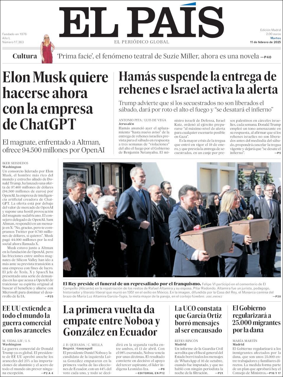 El País, edición del martes 11 de febrero de 2025