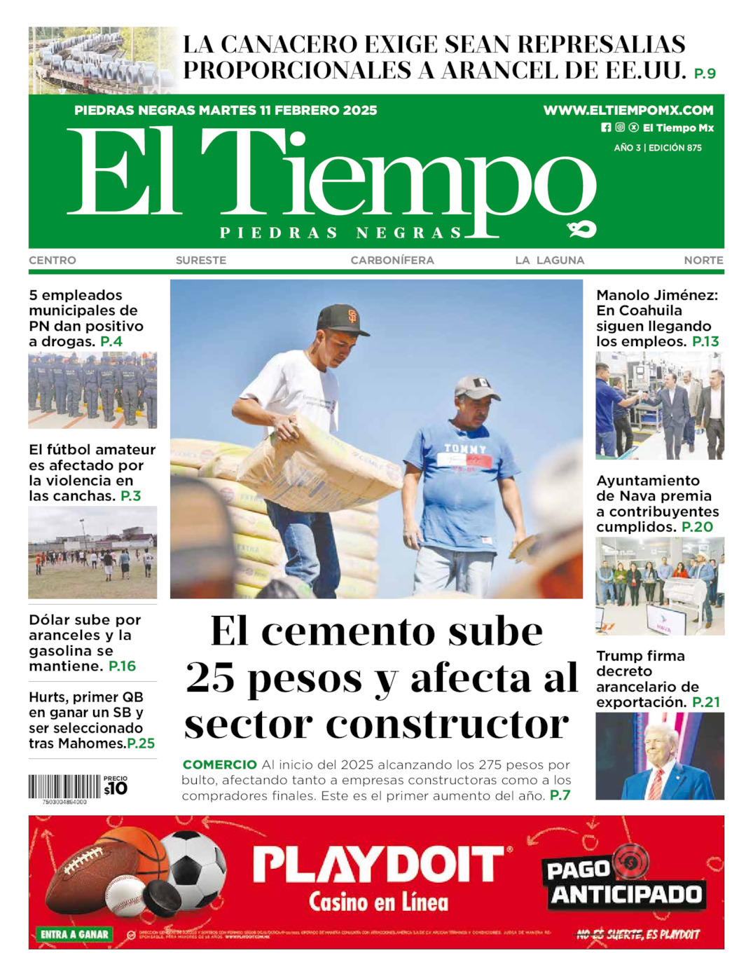 El Tiempo Piedras Negras, edición del martes 11 de febrero de 2025