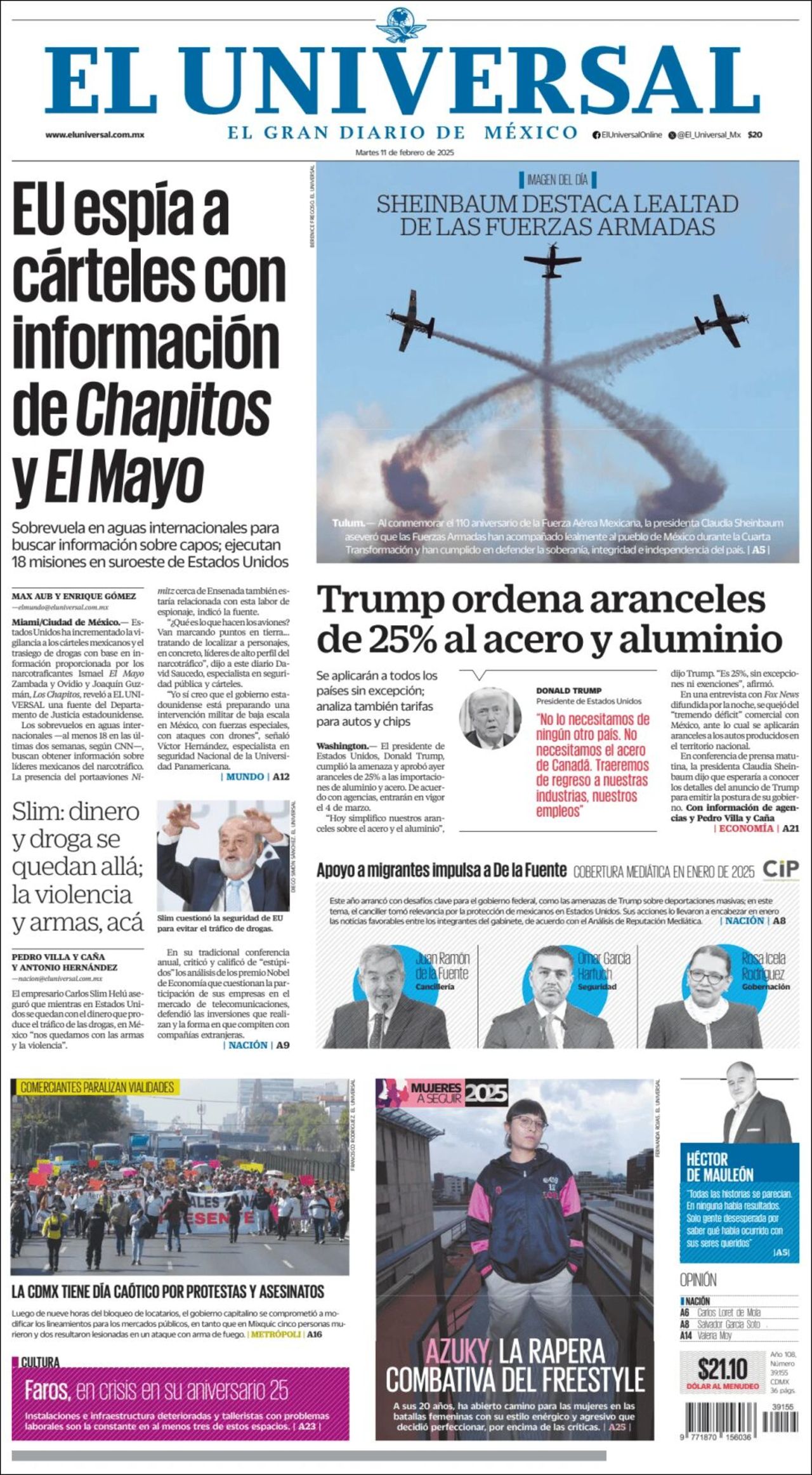 El Universal, edición del martes 11 de febrero de 2025