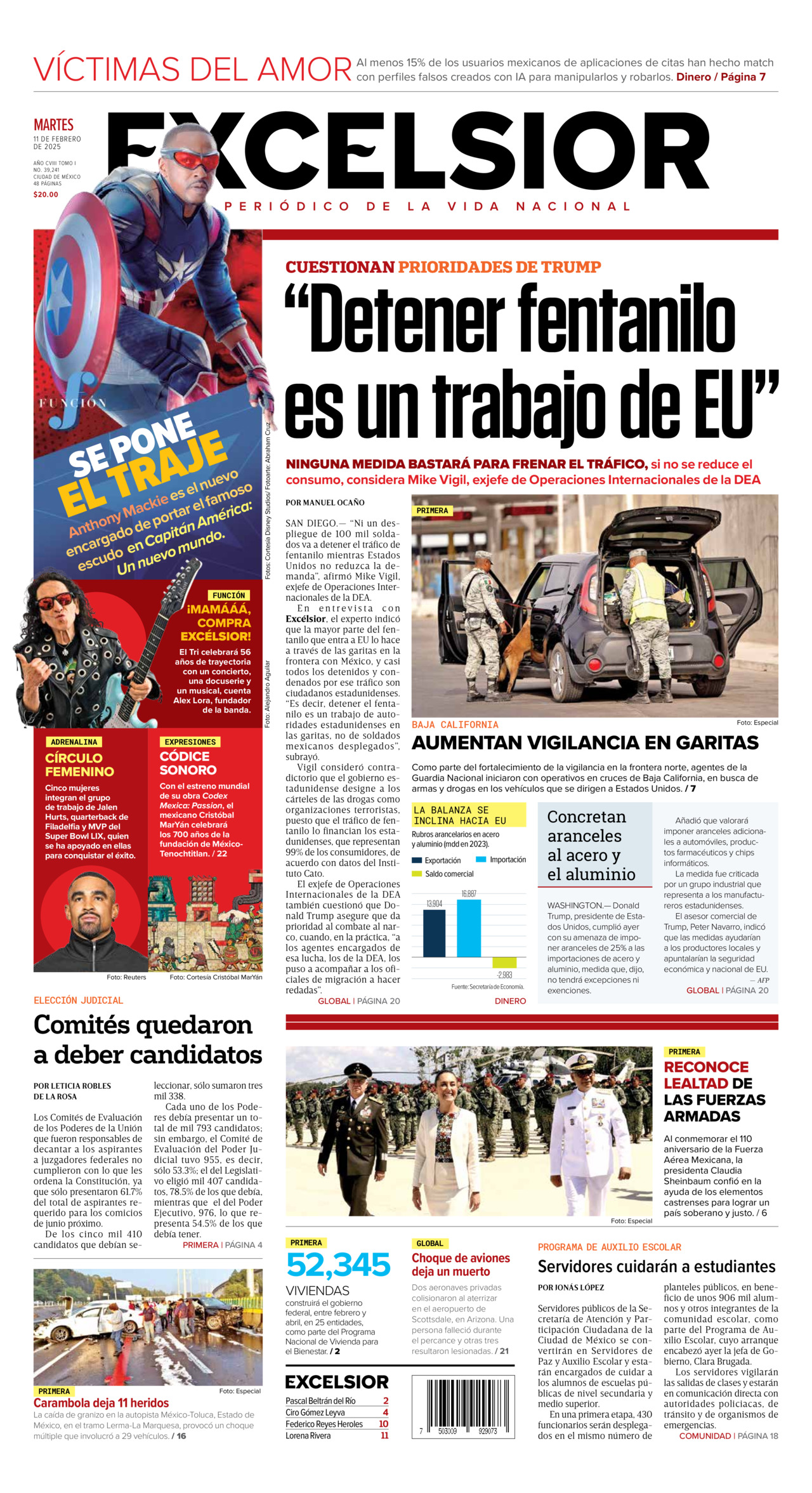 Excelsior, edición del martes 11 de febrero de 2025