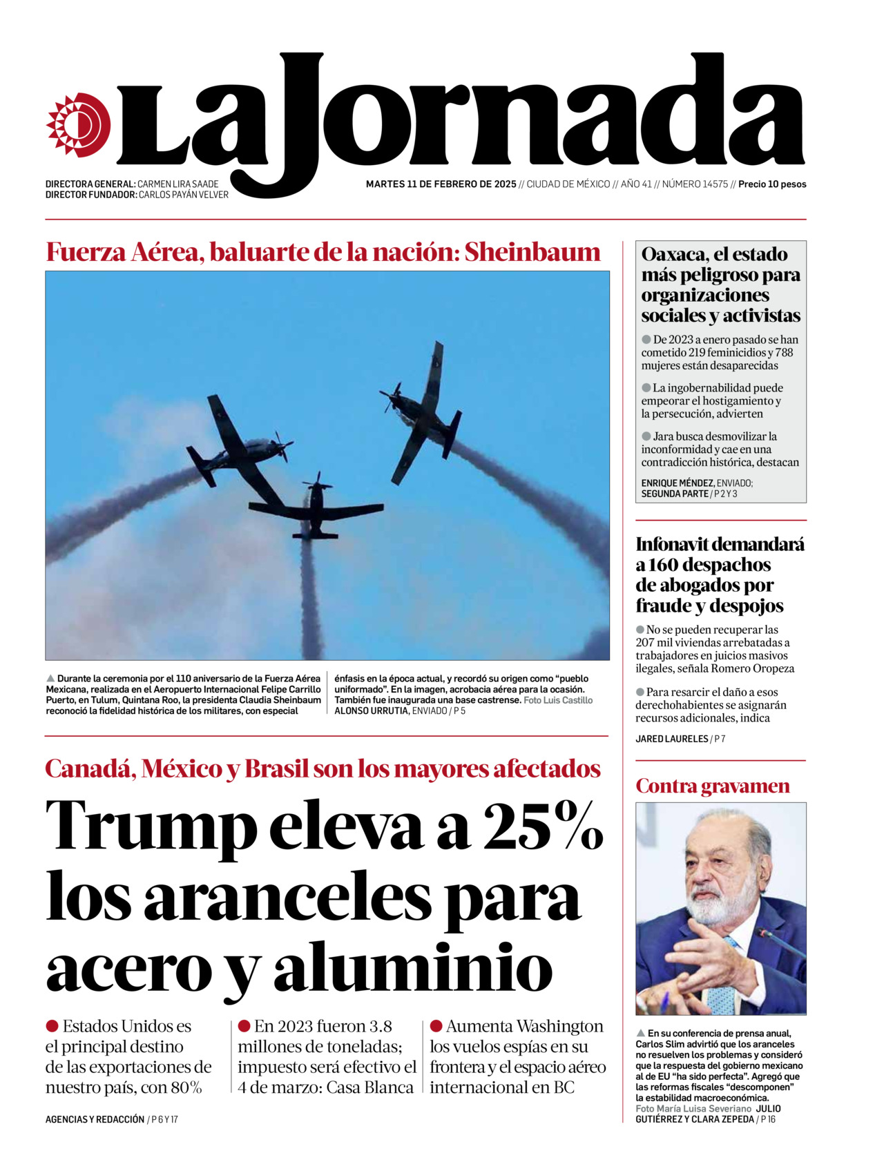 La Jornada, edición del martes 11 de febrero de 2025